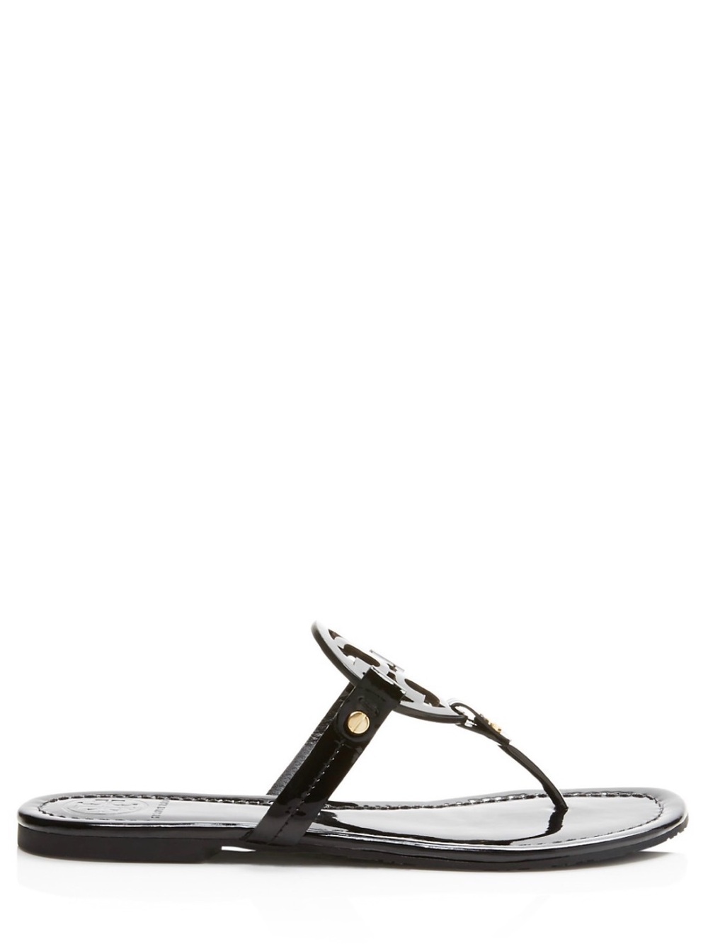 Black patent Tory Burch Cutout Thong Sandals 10 - Picture 2 of 6